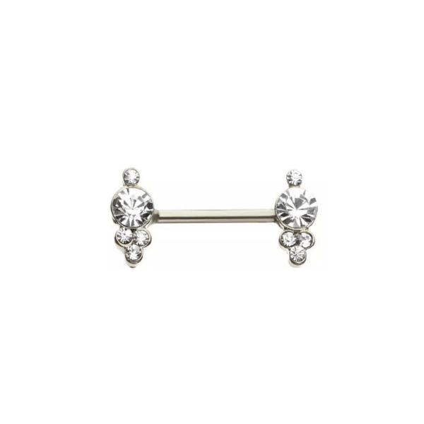 Forward Facing Clear CZ Gem Bali Ball Nipple Barbell