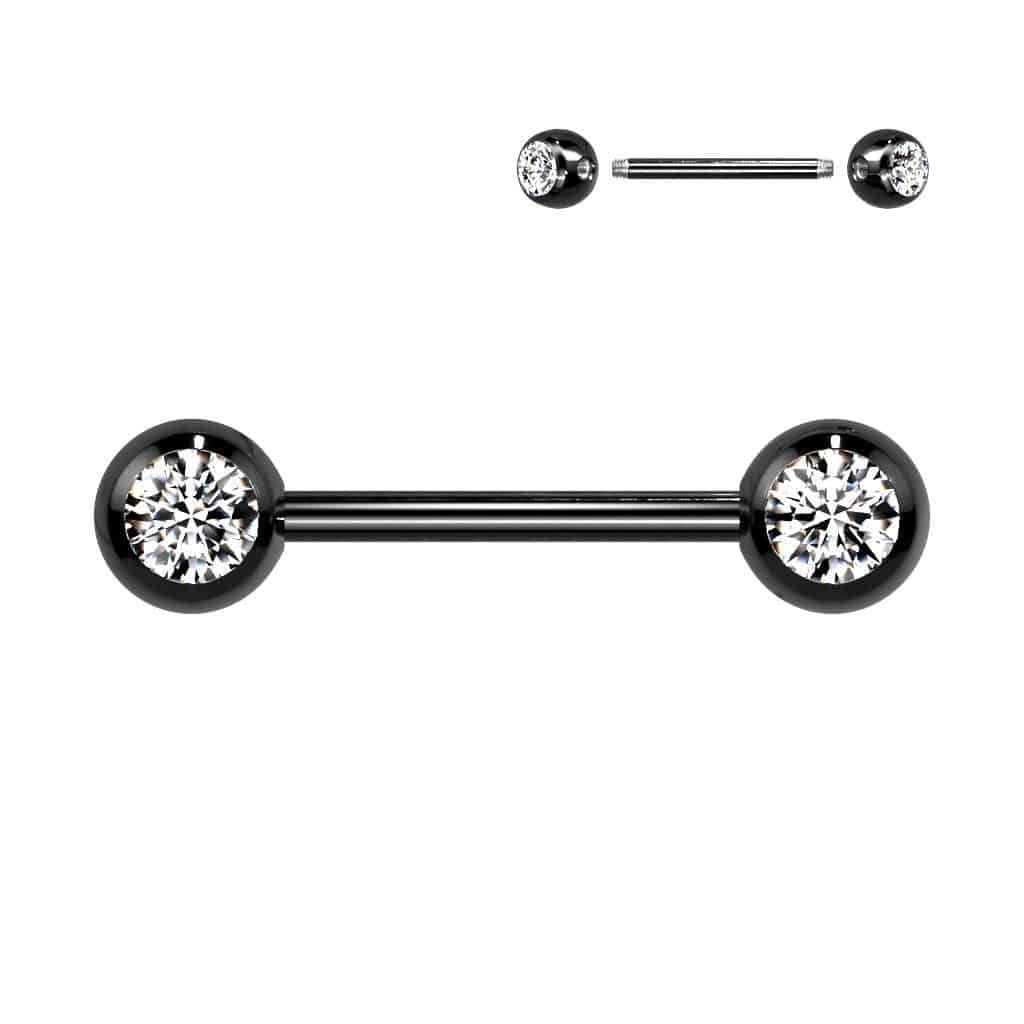 Nipple Barbell Forward Facing with Gem - SkinKandy | Body Jewellery & Piercing Online Australia