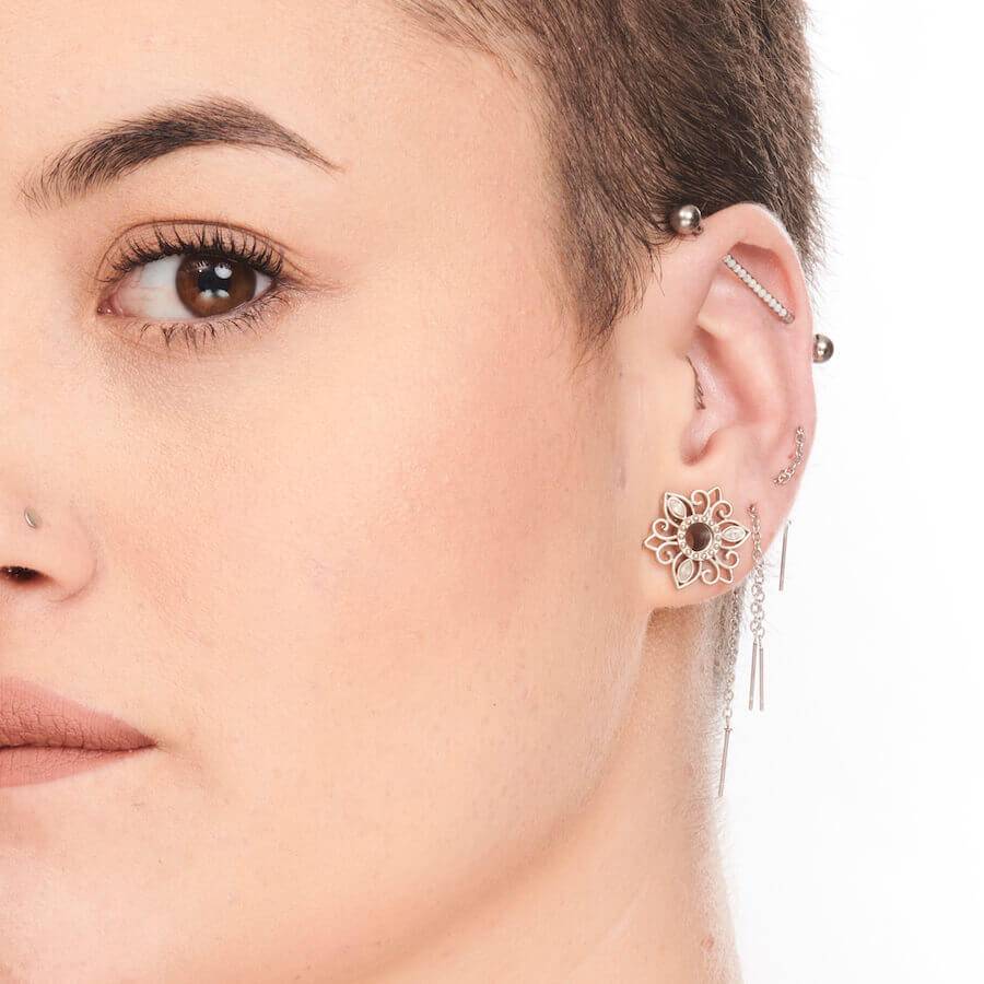 Opal Lined Titanium Industrial Barbell - SkinKandy | Body Jewellery & Piercing Online Australia