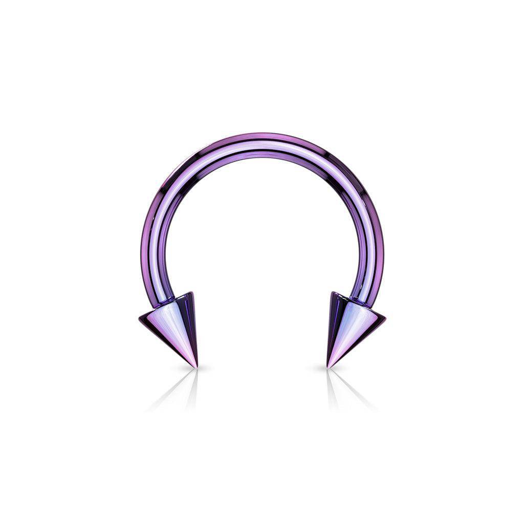 Purple Titanium IP over Steel Horseshoe With Spikes - SkinKandy | Body Jewellery & Piercing Online Australia