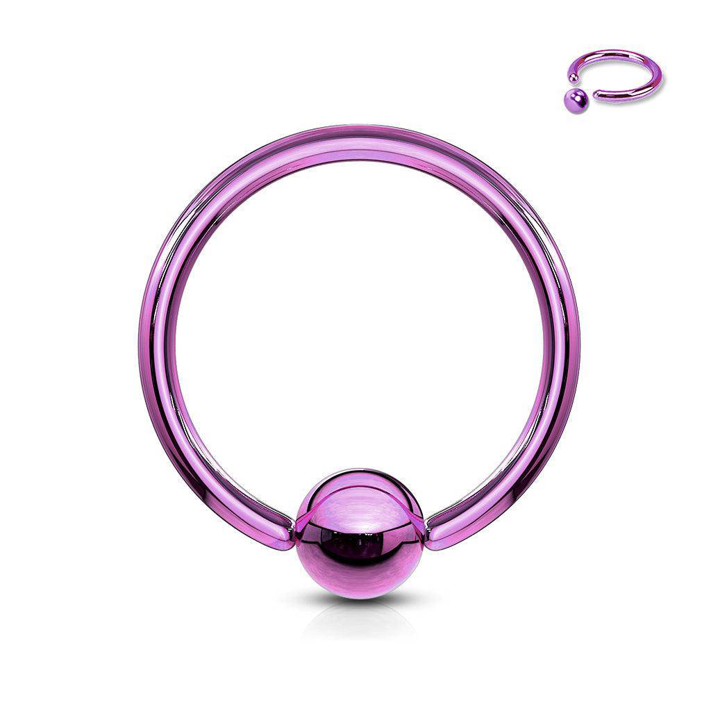 Purple Titanium Ion Plated over Steel Ball Closure Ring - SkinKandy | Body Jewellery & Piercing Online Australia