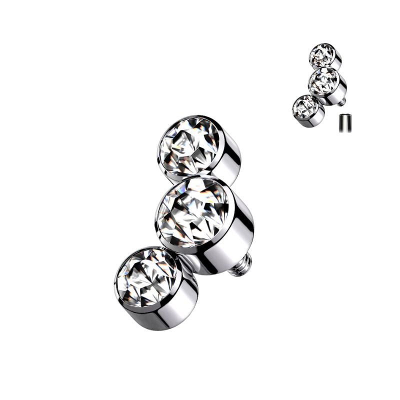 3 Round CZ Gem Titanium Internally Threaded Top - SkinKandy | Body Jewellery & Piercing Online Australia