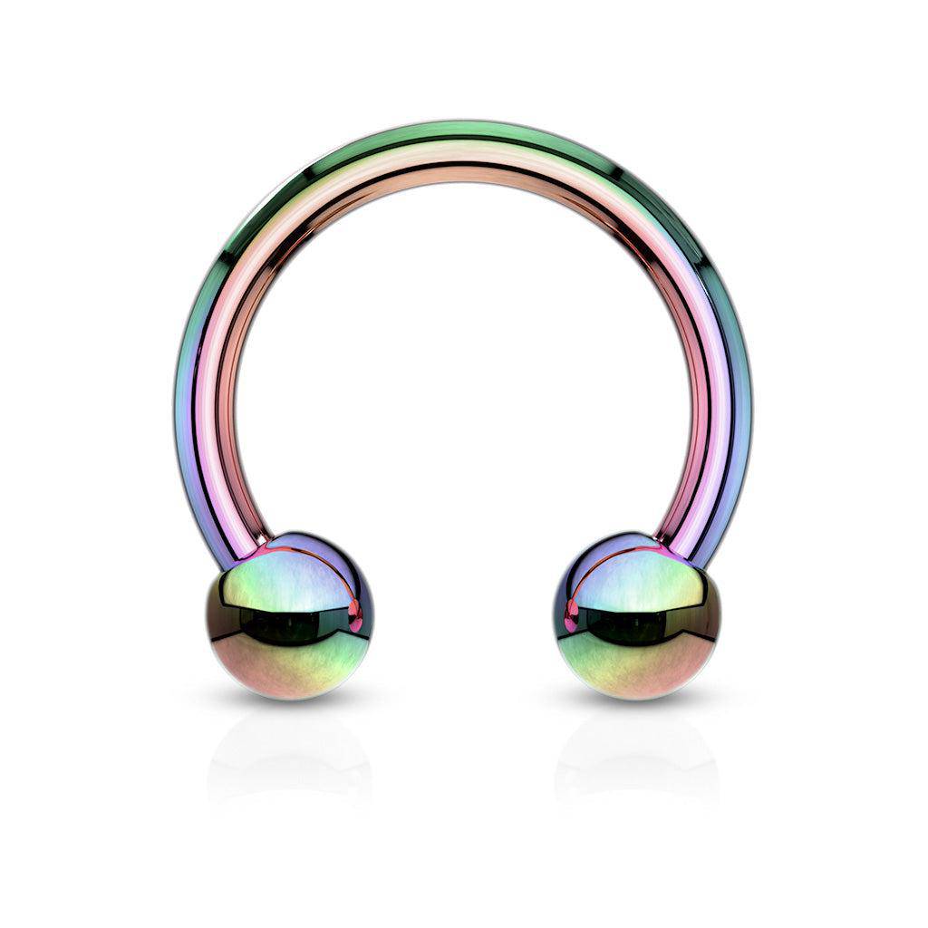 Rainbow Titanium IP over Steel Horseshoe - SkinKandy | Body Jewellery & Piercing Online Australia