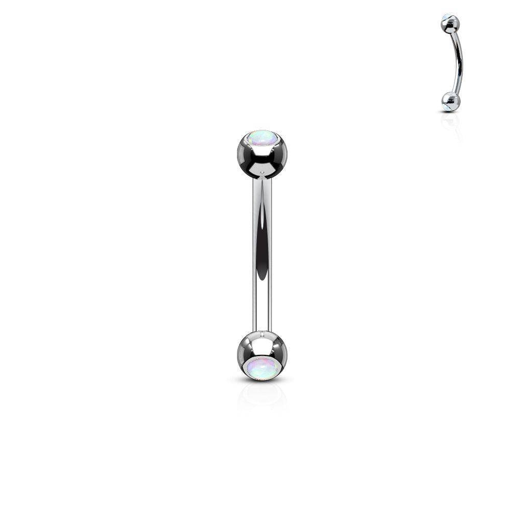 Steel Curved Barbell With Bezel Set Opal Ends Skinkandy Body Jewellery And Piercing Online
