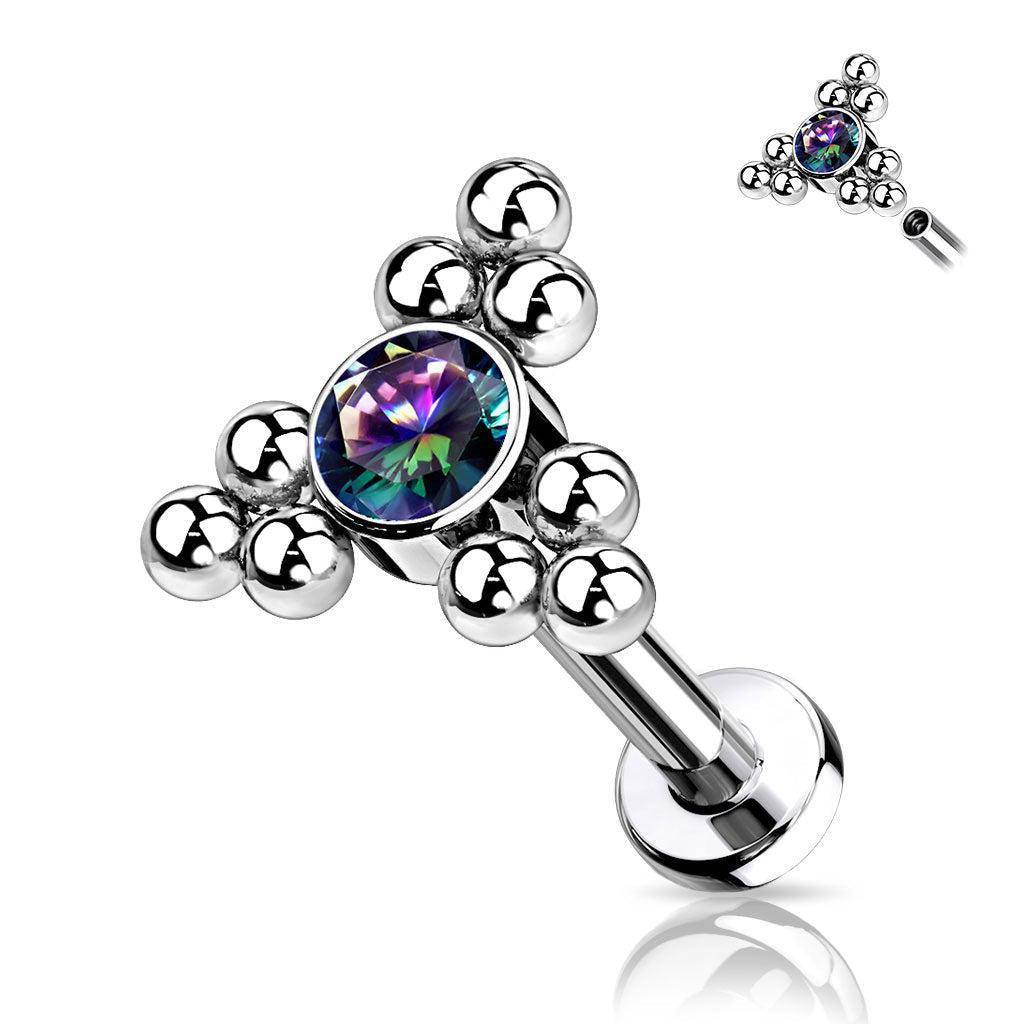 Titanium Ball Top Flatback Labret with Gem - SkinKandy | Body Jewellery & Piercing Online Australia