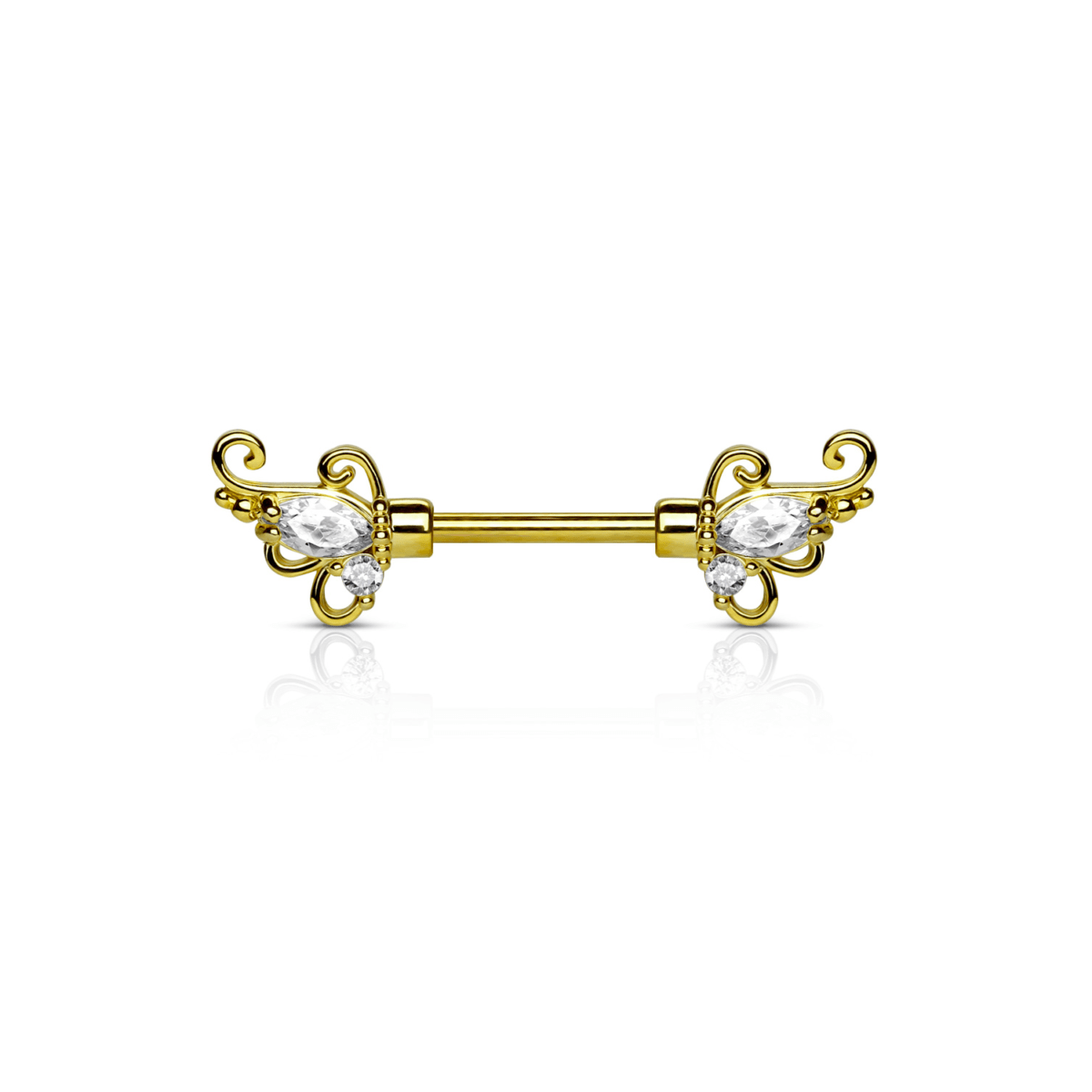 Floral Filigree Ends Steel Nipple Barbell - SkinKandy | Body Jewellery & Piercing Online Australia