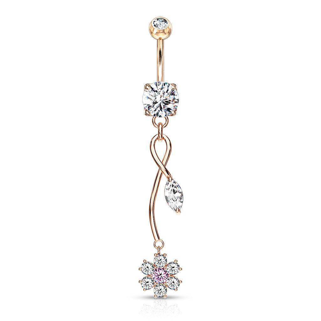 Flower Gem Vine Dangle Belly Ring - SkinKandy | Body Jewellery & Piercing Online Australia
