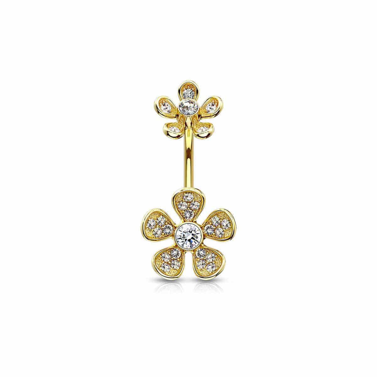 Paved CZ Flower Belly Bar - SkinKandy | Body Jewellery & Piercing Online Australia