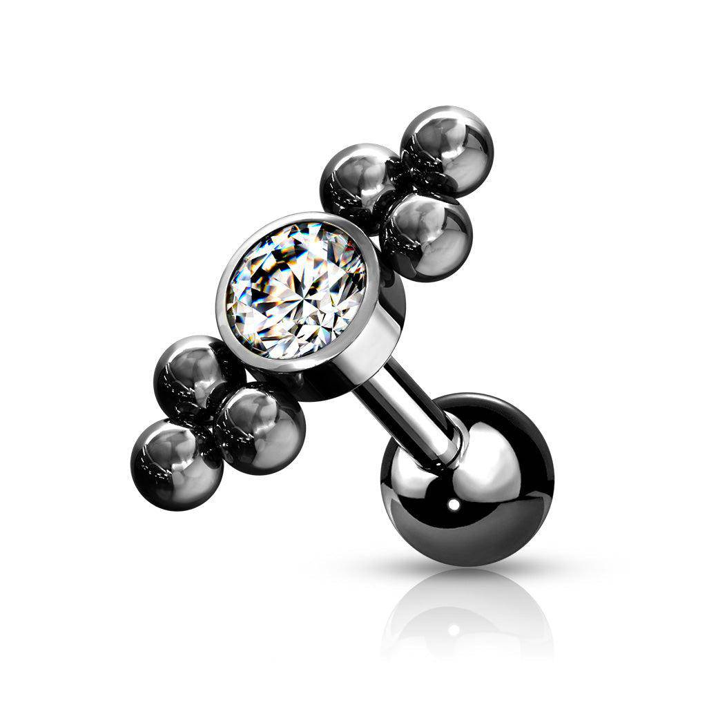 Gem Centre Top with Triangle Side Barbell Stud - SkinKandy | Body Jewellery & Piercing Online Australia