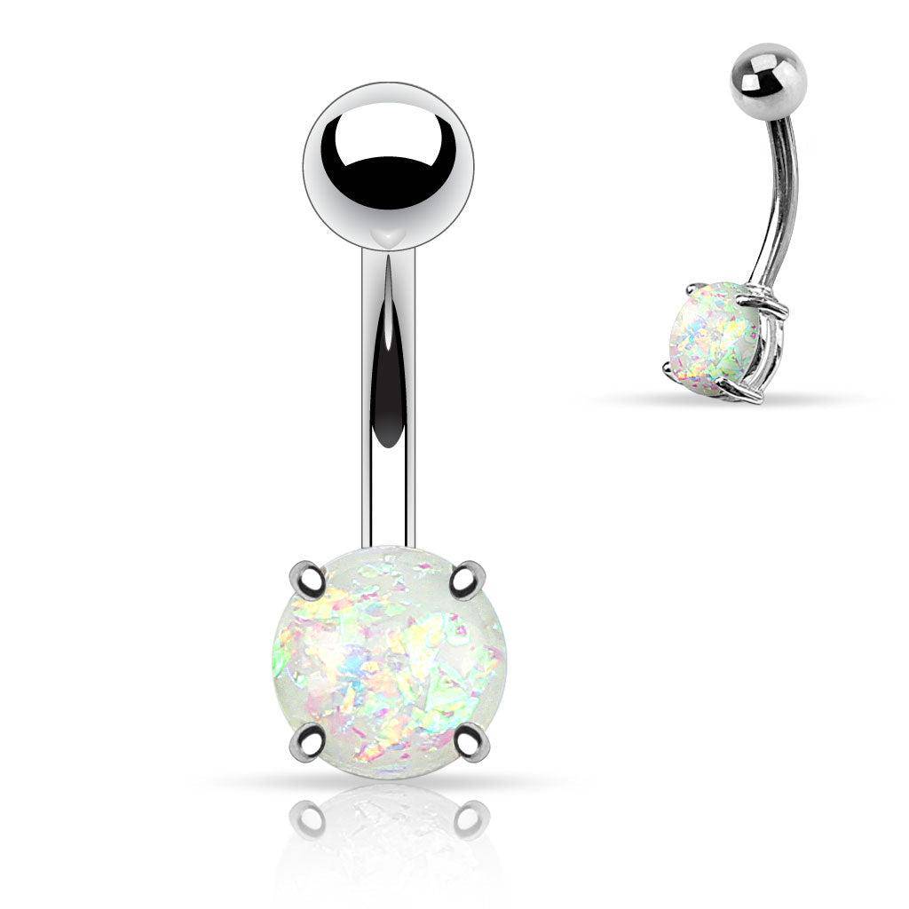 Glitter Opal Steel Belly Bar - SkinKandy | Body Jewellery & Piercing Online Australia