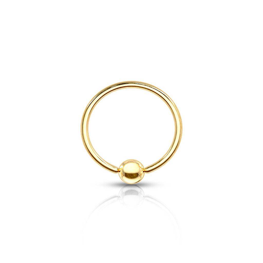 Gold Plated Over Steel Ball Closing Ring - SkinKandy | Body Jewellery & Piercing Online Australia