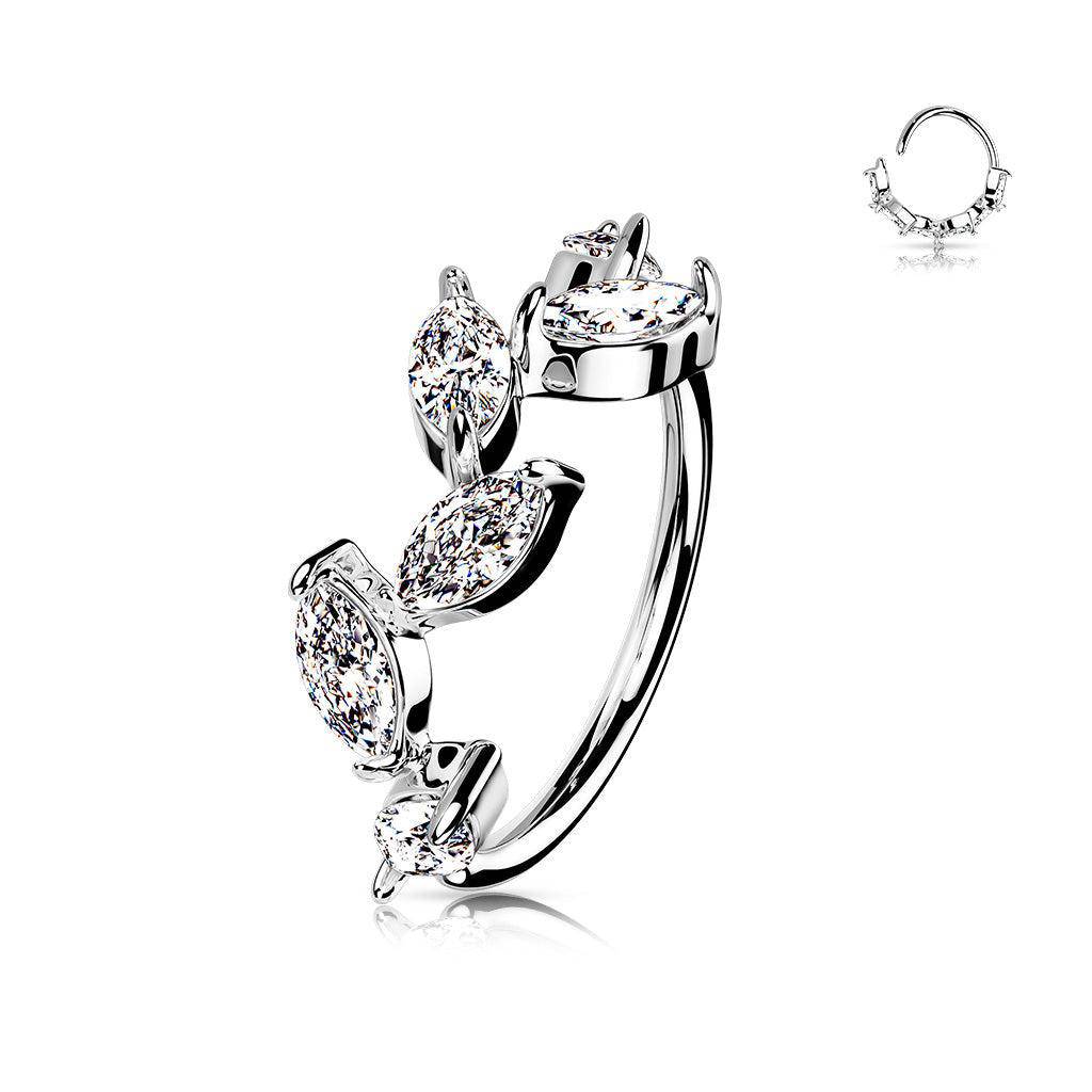 Marquis CZ Vine Bendable Ring - SkinKandy | Body Jewellery & Piercing Online Australia