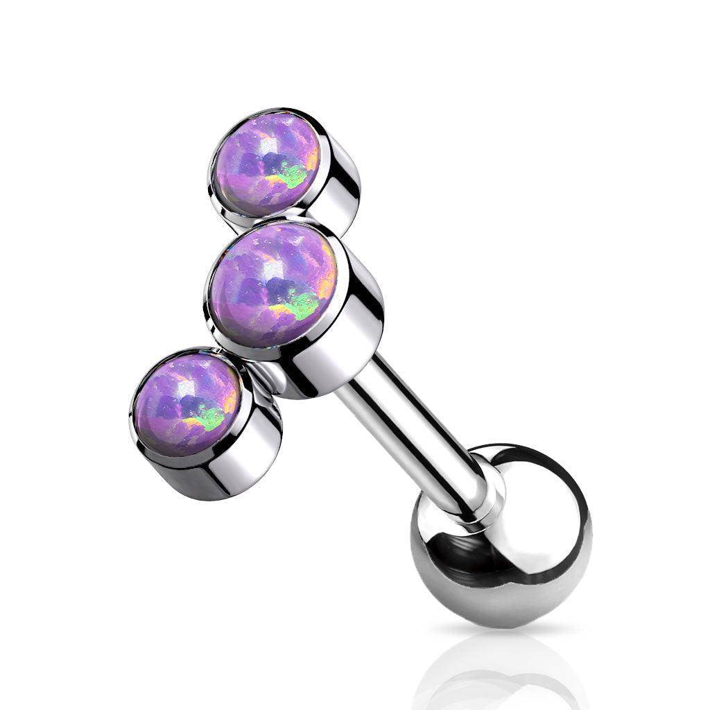 Opal Cluster Titanium Internally Threaded Cartilage Barbell - SkinKandy | Body Jewellery & Piercing Online Australia