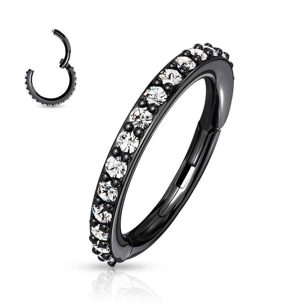 Outward Facing CZ Gem Hinged Segment Ring - SkinKandy | Body Jewellery & Piercing Online Australia