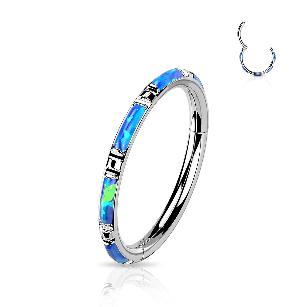 Outward Facing Opal Titanium Hinged Segment Ring - SkinKandy | Body Jewellery & Piercing Online Australia