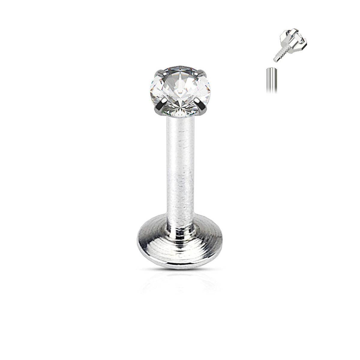 Prong - Set Gem Top Labret - SkinKandy | Body Jewellery & Piercing Online Australia