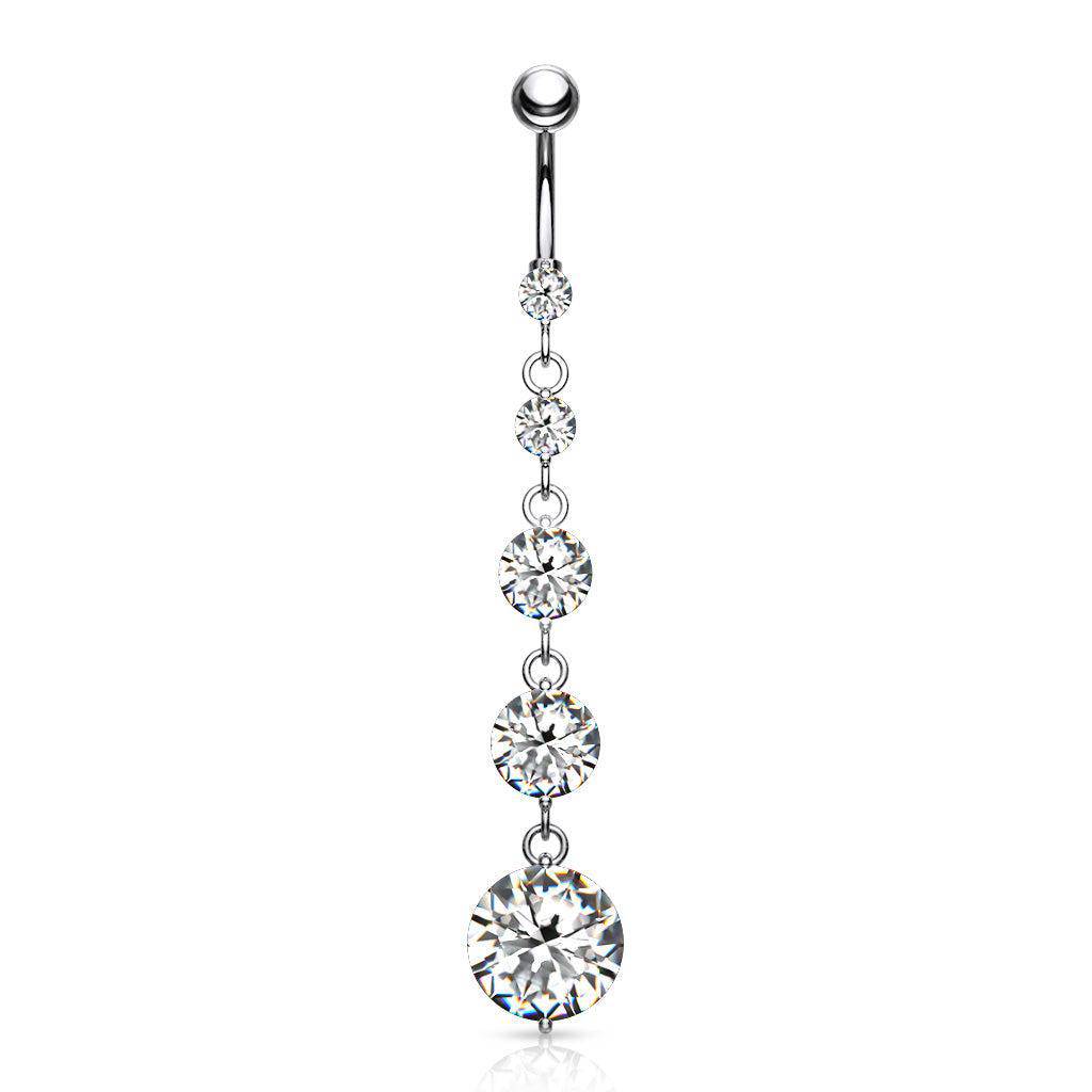 Round Solitare CZ Drop Belly Ring - SkinKandy | Body Jewellery & Piercing Online Australia