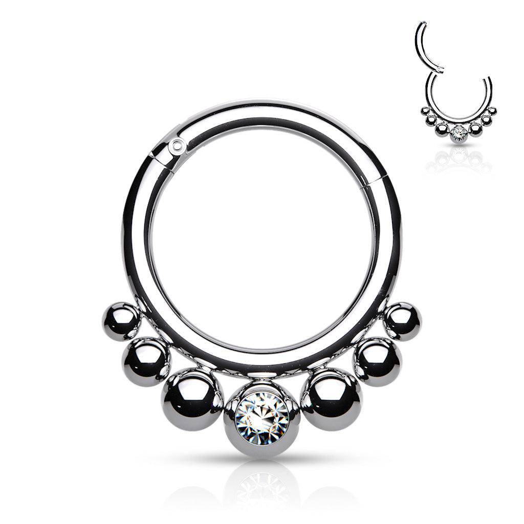 Segment Hoop Ring with Crystal Centre - SkinKandy | Body Jewellery & Piercing Online Australia