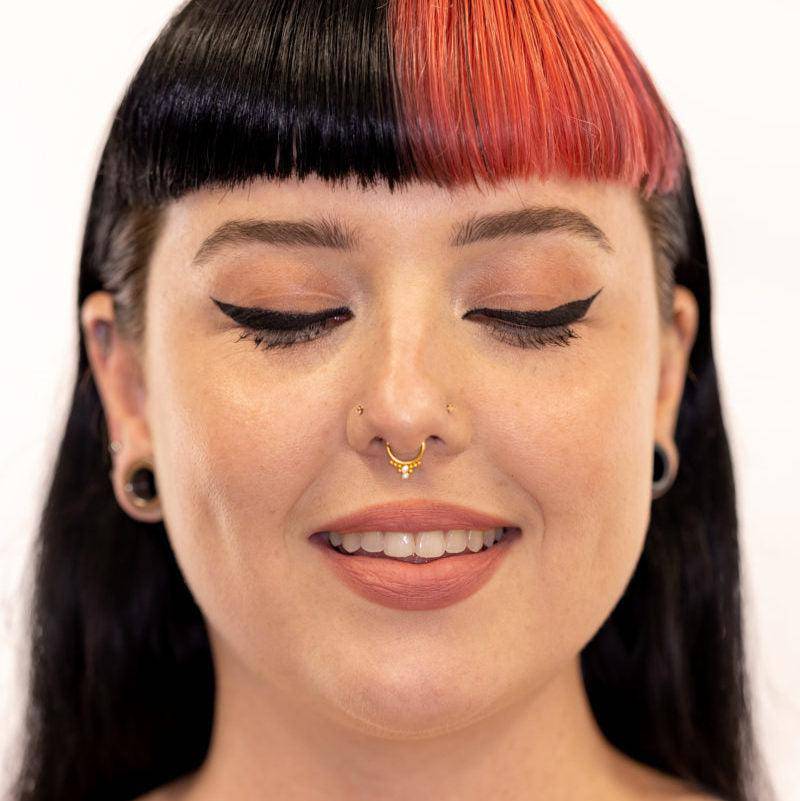 Solid Balls with CZ Gems Bendable Hoop Ring - SkinKandy | Body Jewellery & Piercing Online Australia