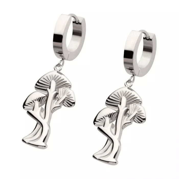 Mushroom Huggie Drop Earrings - SkinKandy | Body Jewellery & Piercing Online Australia