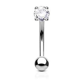 4 - Prong Round CZ Gem Curved Barbell - SkinKandy | Body Jewellery & Piercing Online Australia