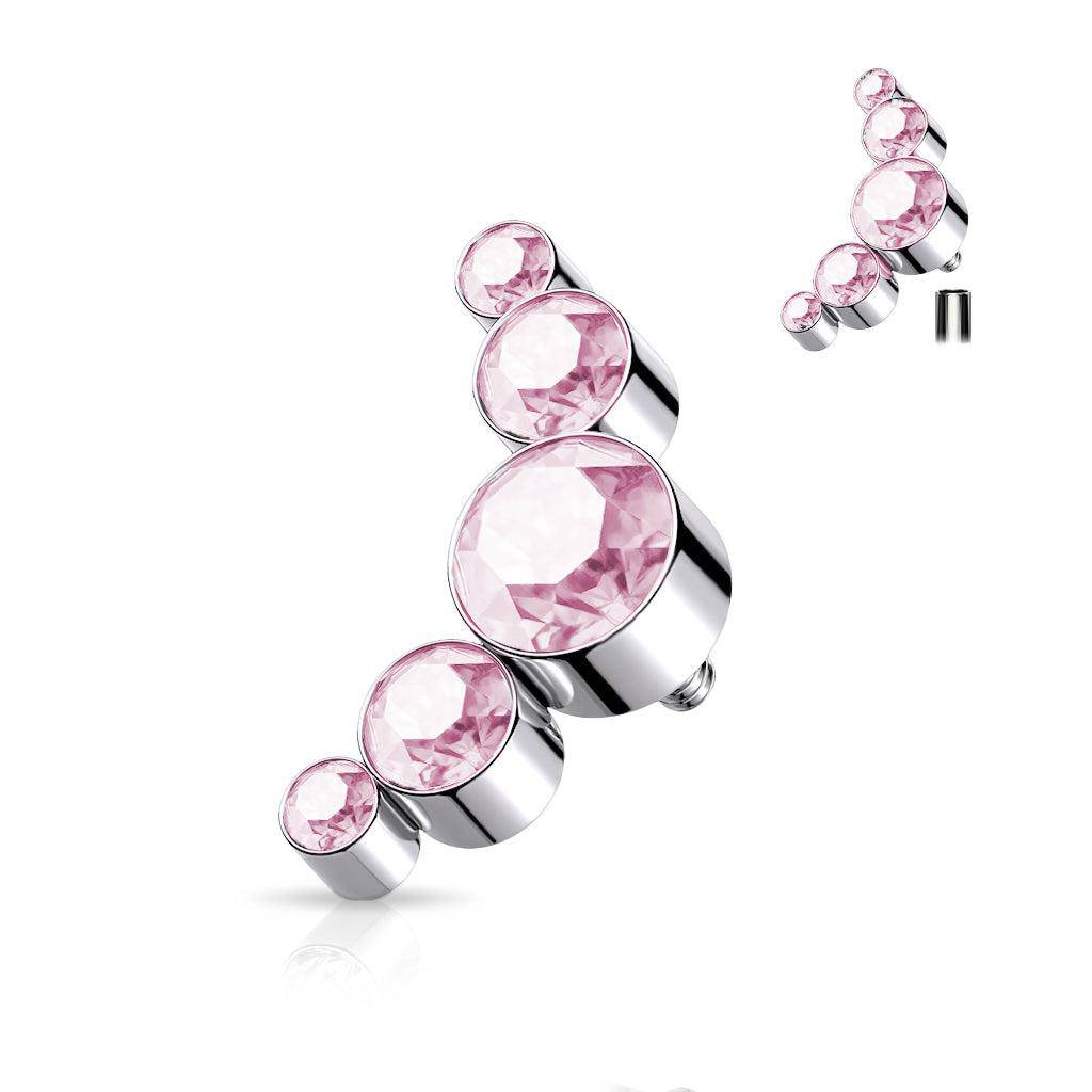 Titanium Internally Threaded Top with 5 Round CZ Gems - SkinKandy | Body Jewellery & Piercing Online Australia