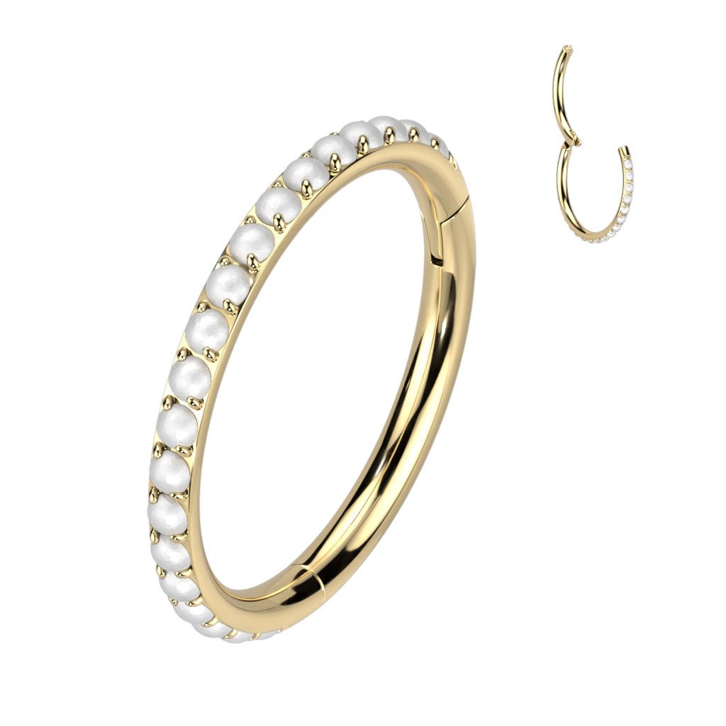 Titanium Segment with Outward Facing Pearls - SkinKandy | Body Jewellery & Piercing Online Australia