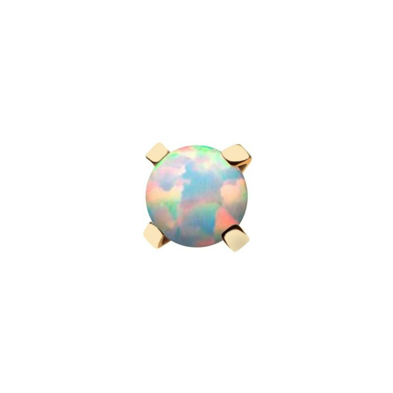 14kt Gold Threadless Opal Prong Top