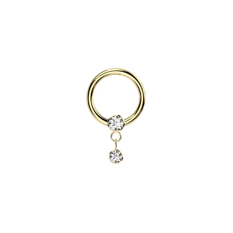 Titanium Round CZ and Dangle Segment - SkinKandy | Body Jewellery & Piercing Online Australia