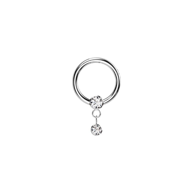 Titanium Round CZ and Dangle Segment - SkinKandy | Body Jewellery & Piercing Online Australia