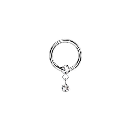 Titanium Round CZ and Dangle Segment - SkinKandy | Body Jewellery & Piercing Online Australia