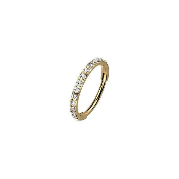 Titanium CZ Paved Hinged Nose Ring
