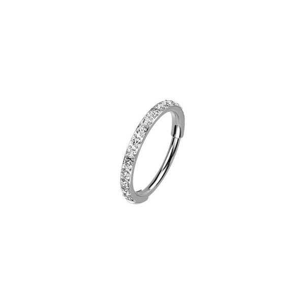 Titanium CZ Paved Hinged Nose Ring