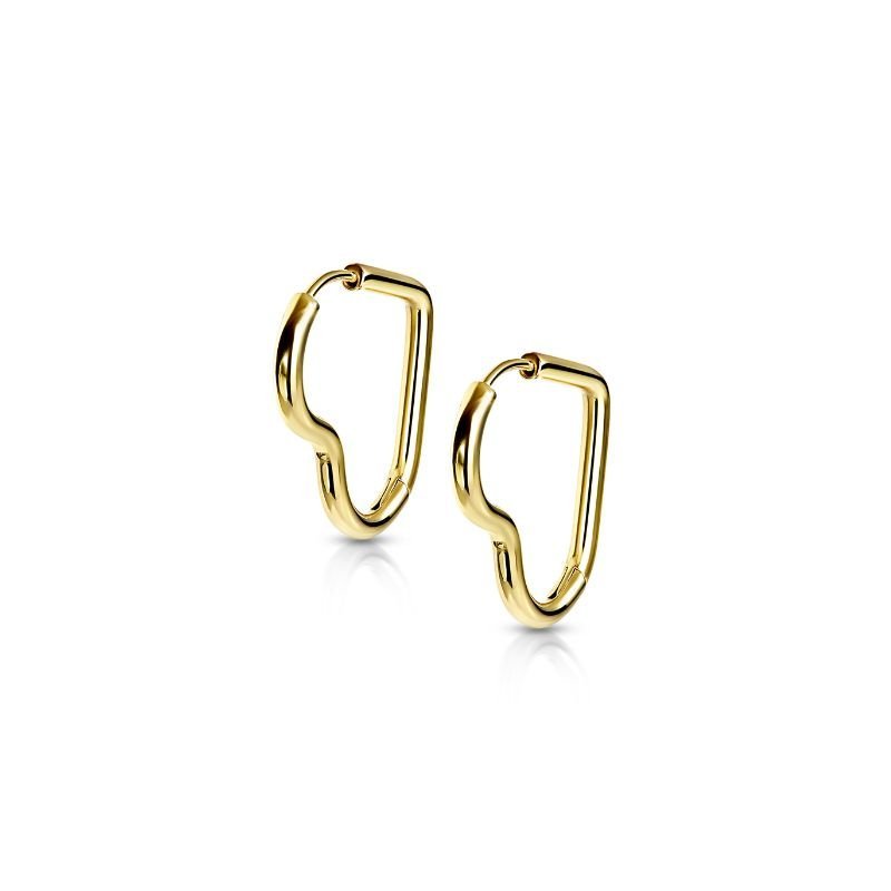 Heart Huggie Hoop Earrings - Yellow Gold - SkinKandy | Body Jewellery & Piercing