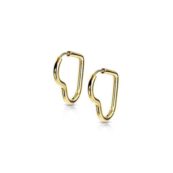 Heart Huggie Hoop Earrings - Yellow Gold
