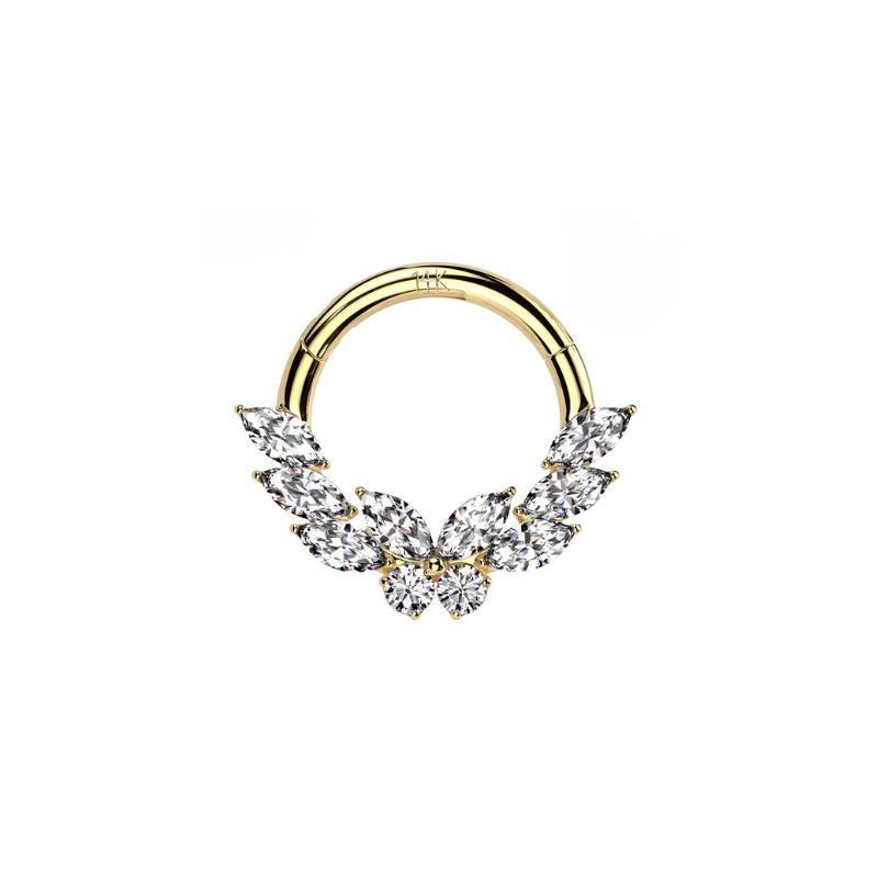 14K Solid Gold CZ Butterfly Cut Segment - SkinKandy | Body Jewellery & Piercing Online Australia