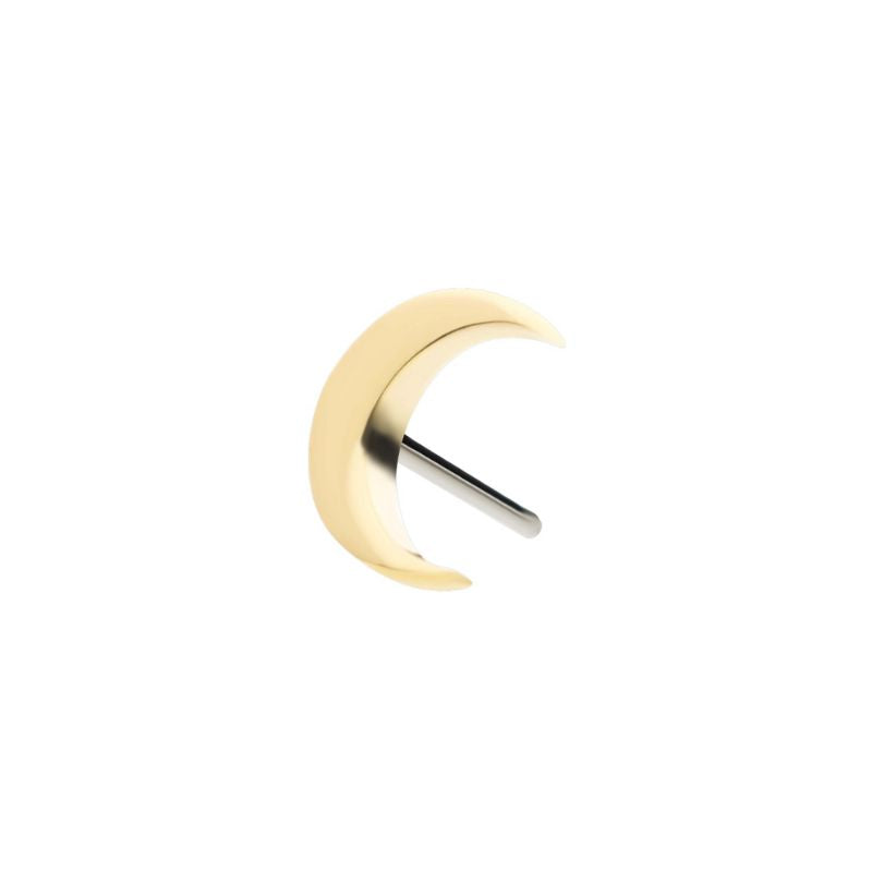 14kt Gold Threadless Crescent Moon Top