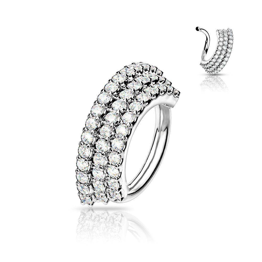 3 CZ Angled Bendable Hoop Ring - SkinKandy | Body Jewellery & Piercing Online Australia