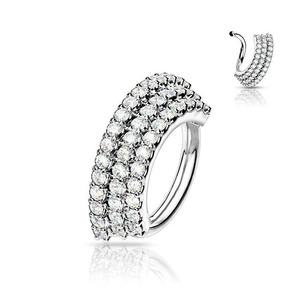 3 CZ Angled Bendable Hoop Ring