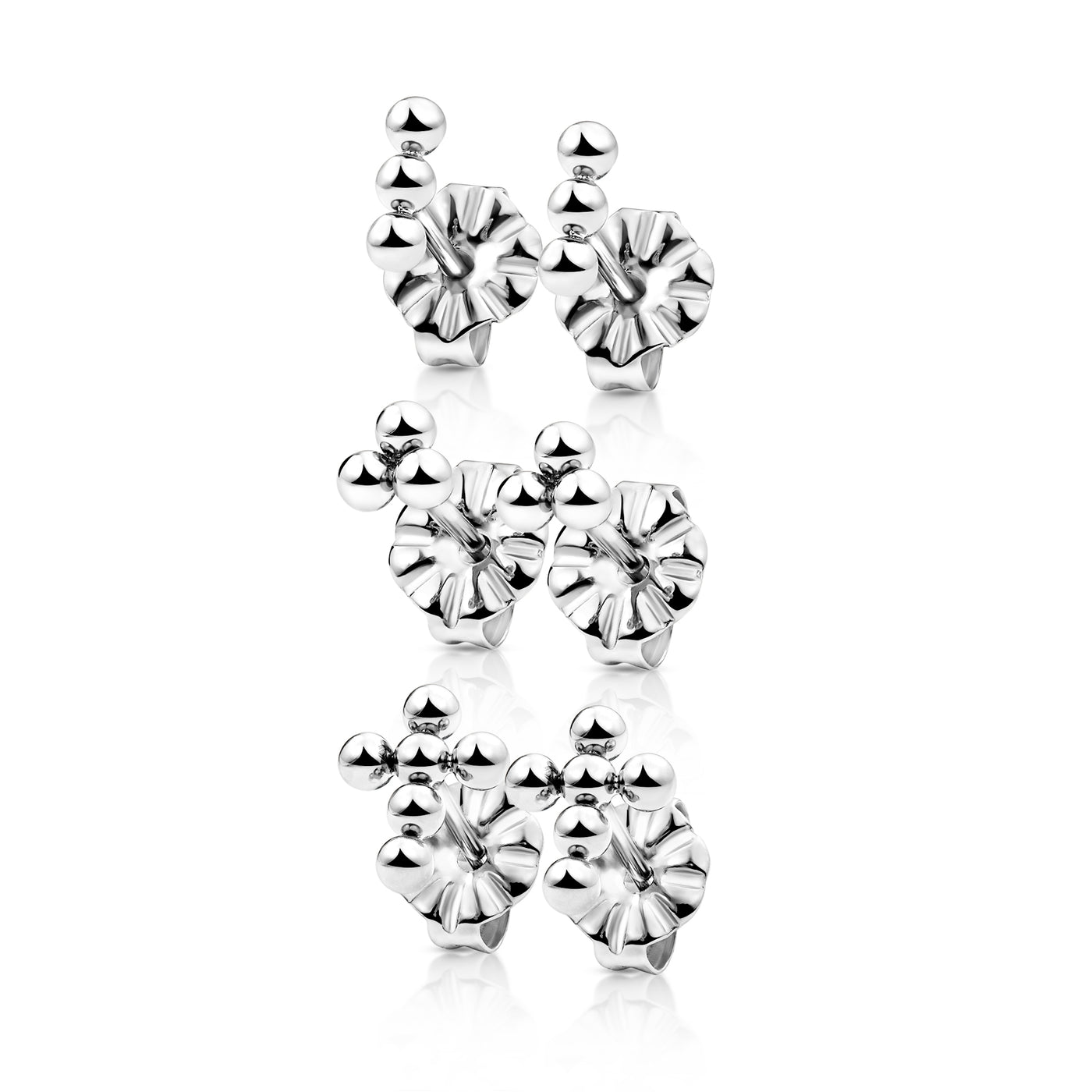 Titanium Cluster Bead Stud Pack Earrings