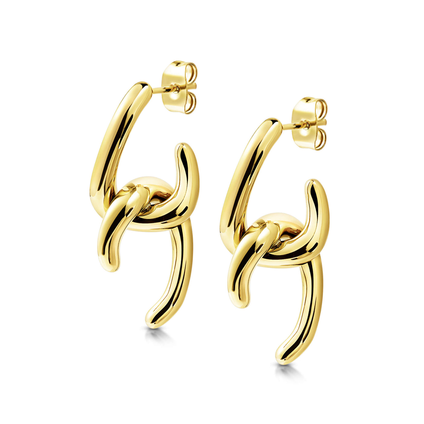 Linked Stud Drop Earrings