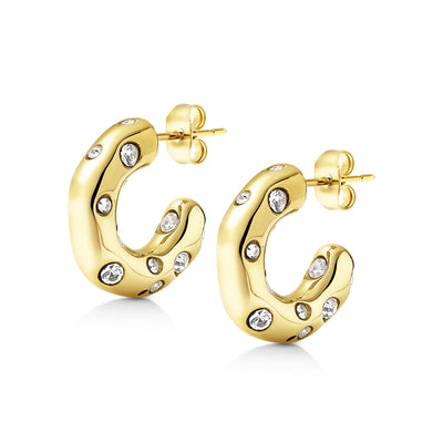 Dimpled C Half Hoop Earrings
