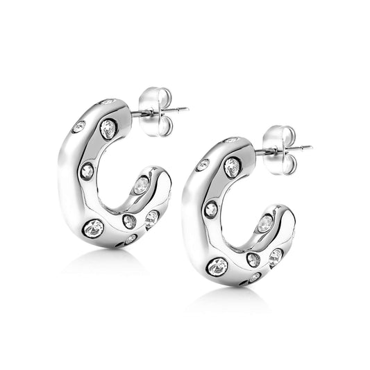 Dimpled C Half Hoop Earrings - SkinKandy | Body Jewellery & Piercing Online Australia
