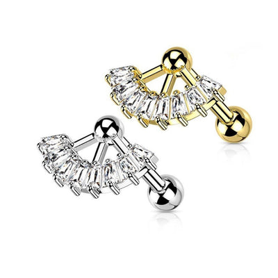 Surgical Steel Labret Cubic Zirconia Fan