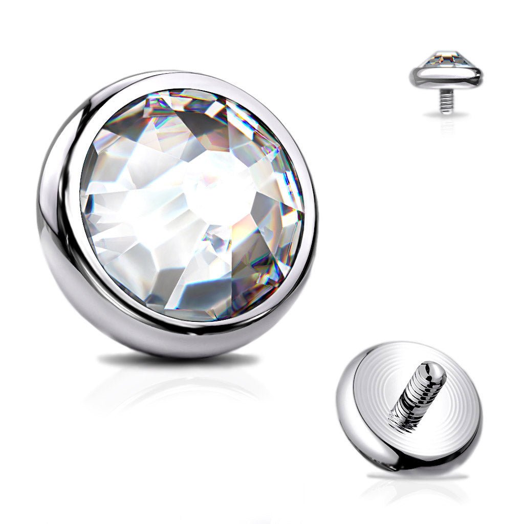 Titanium Internally Threaded Top with CZ Bezel Clear Gem - SkinKandy | Body Jewellery & Piercing Online Australia