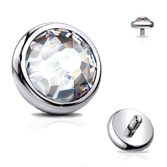 Titanium Internally Threaded Top with CZ Bezel Clear Gem - SkinKandy | Body Jewellery & Piercing Online Australia