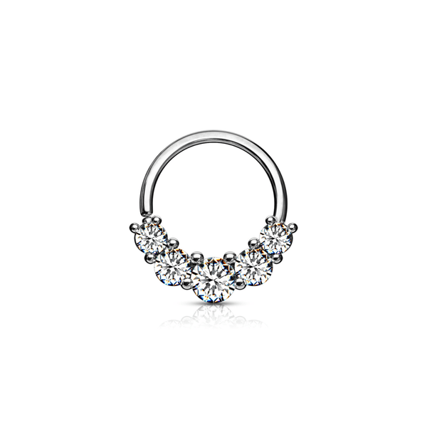 5 Cubic Zirconia Gem Bendable Hoop Ring