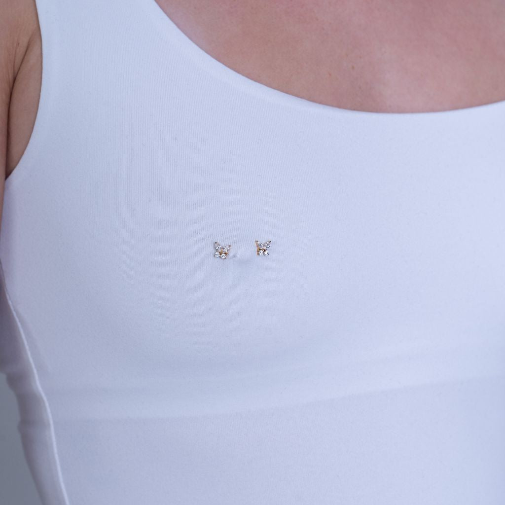 Titanium Threadless Butterfly Nipple Bar Pair