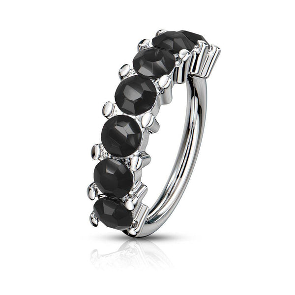 7 Gem Lined Bendable Steel Hoop Ring