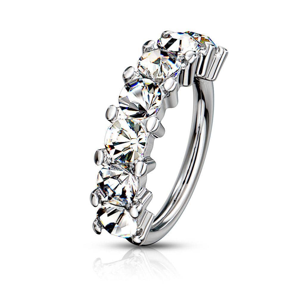 7 Gem Lined Bendable Steel Hoop Ring - SkinKandy | Body Jewellery & Piercing Online Australia